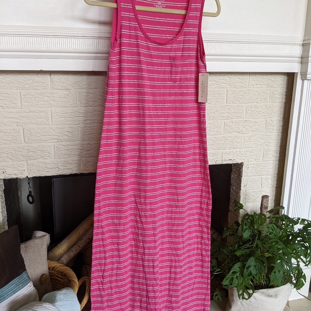 New w/tag Sonoma maxi dress*sz xs*pink stripe*retail $40